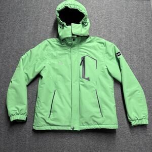 Pooluly Jacket Waterproof Jacket Women's Medium Green Full Zip Parka Hoodie